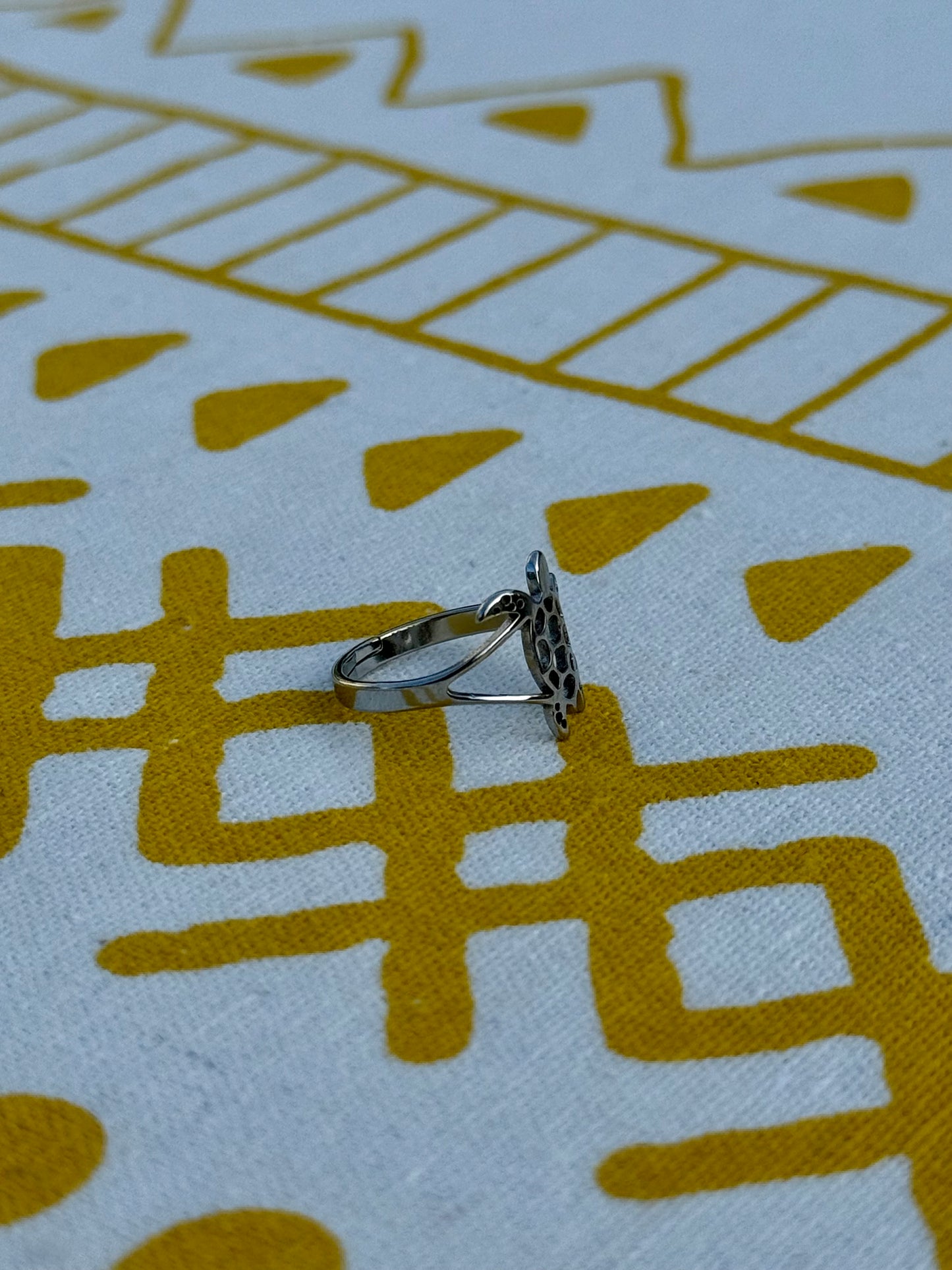 Turtle Ring in Silver + Gold