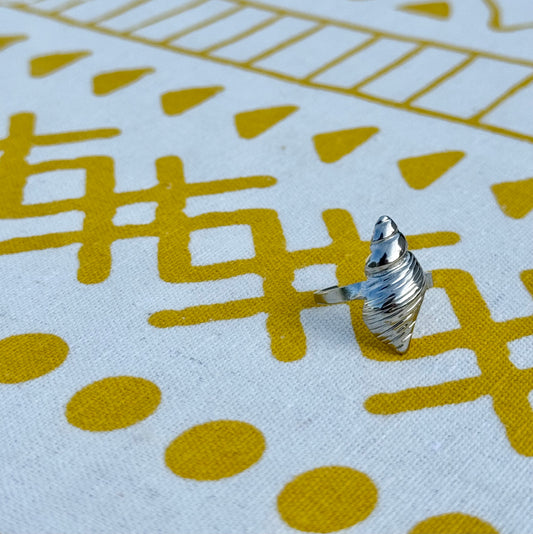 Conch Curve Ring in Silver + Gold
