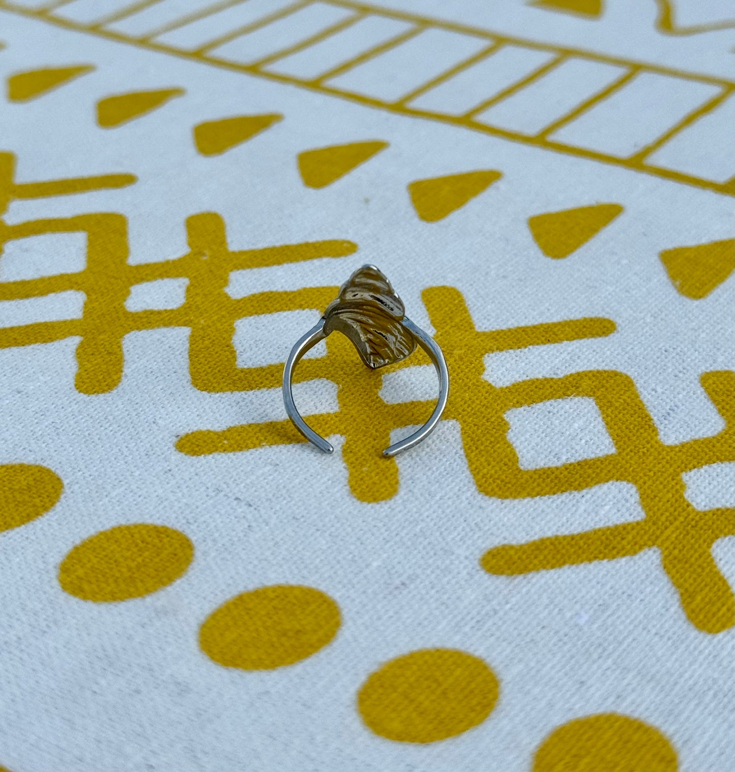 Conch Curve Ring in Silver + Gold