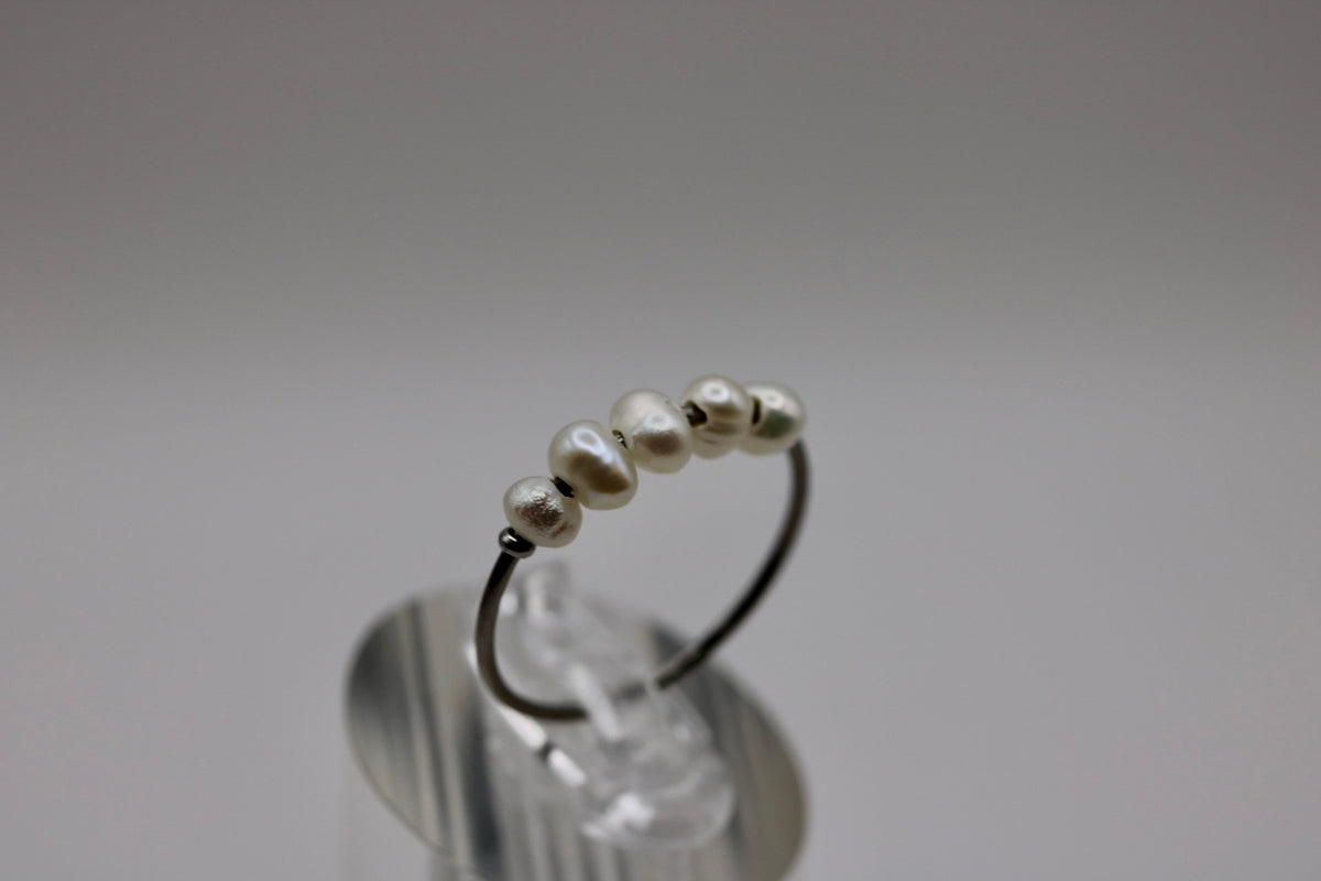 Pearl Cluster Ring in Silver + Gold