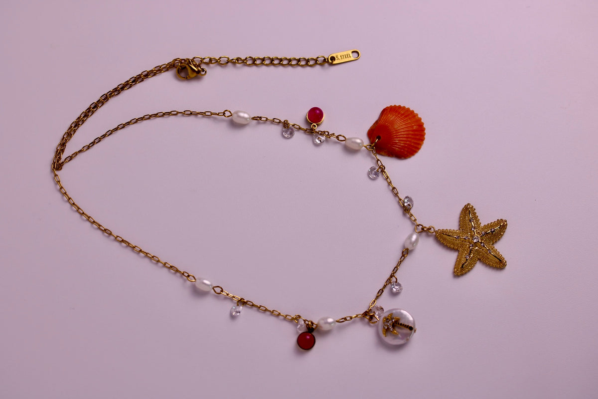 Sunset Souvenir Seashell Charm Necklace