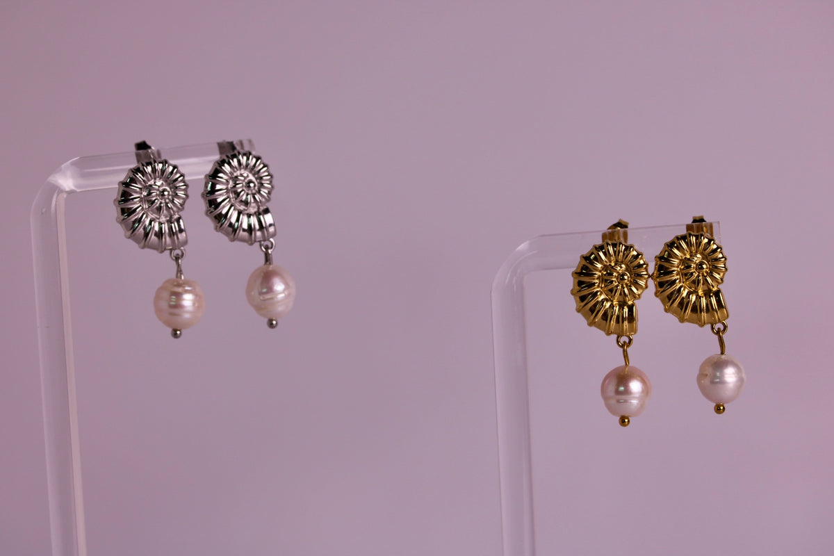 Conch + Pearl Studs