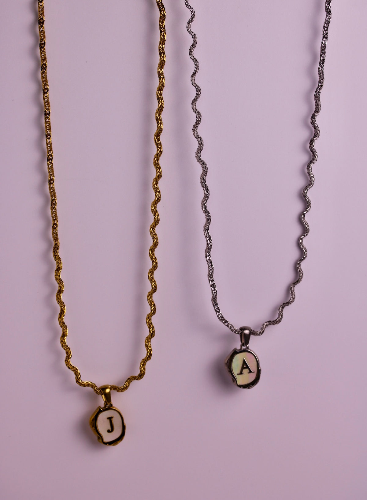 The Seaside Initial Necklace - Ripple Chain Edition
