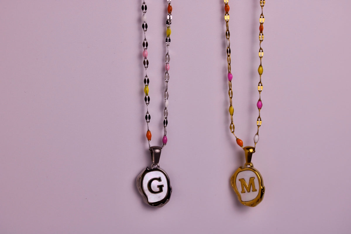 The Seaside Initial Necklace - Saltwater Confetti Edition