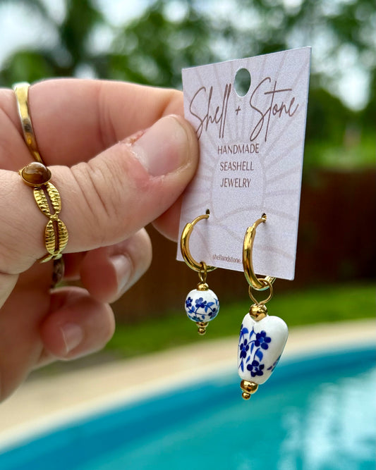 Seaside Porcelain Hoops