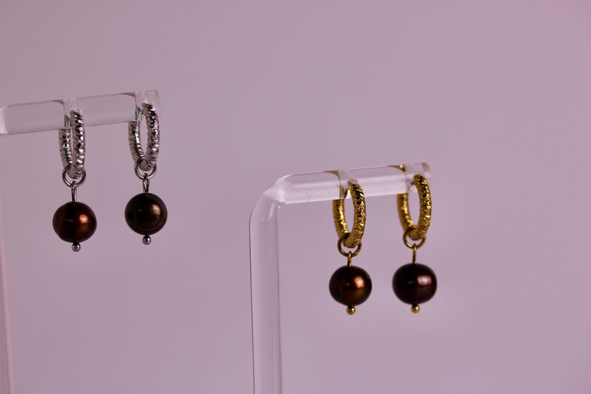 Cocoa Pearl Hoops