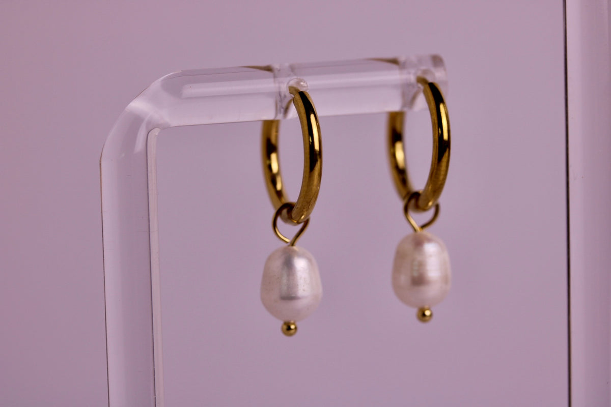 Pearl Drop Hoops