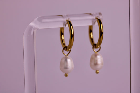 Pearl Drop Hoops