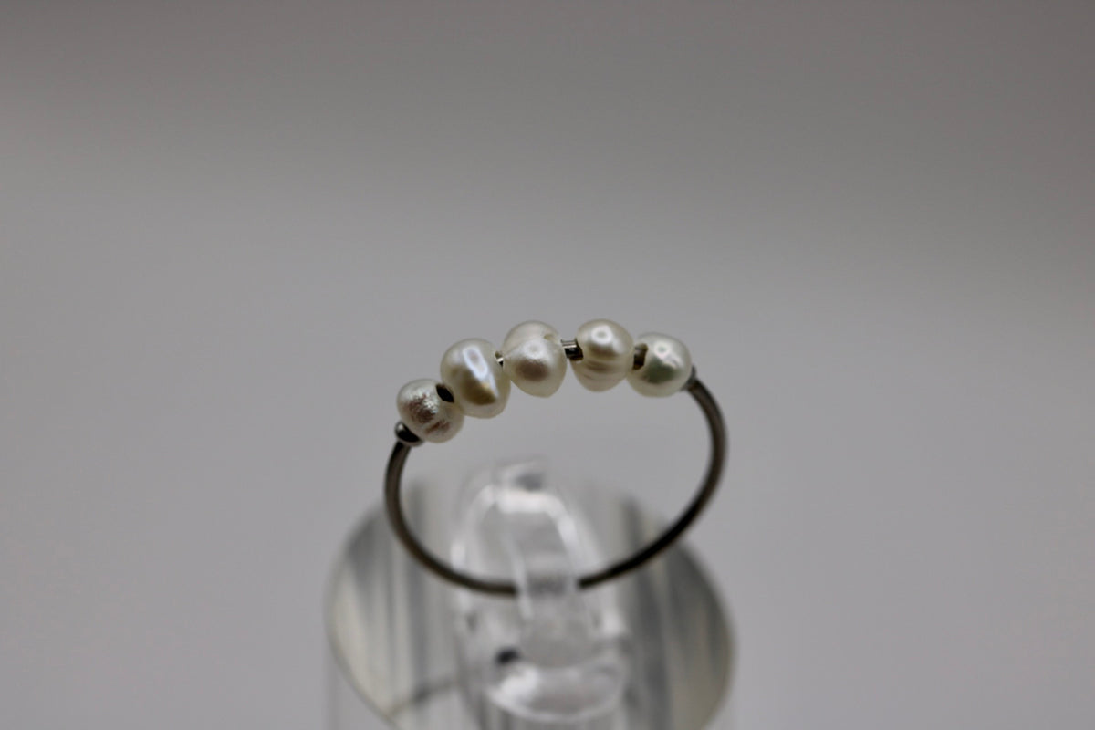 Pearl Cluster Ring in Silver + Gold