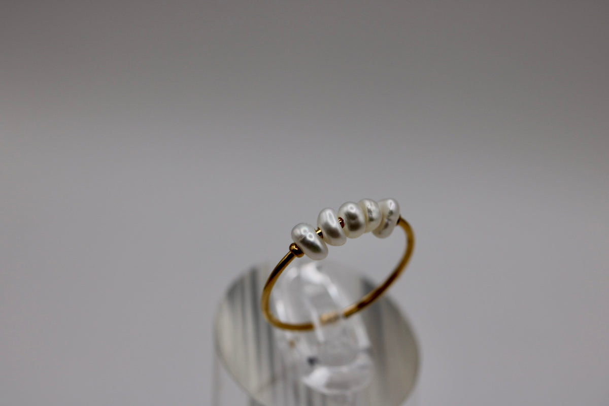Pearl Cluster Ring in Silver + Gold