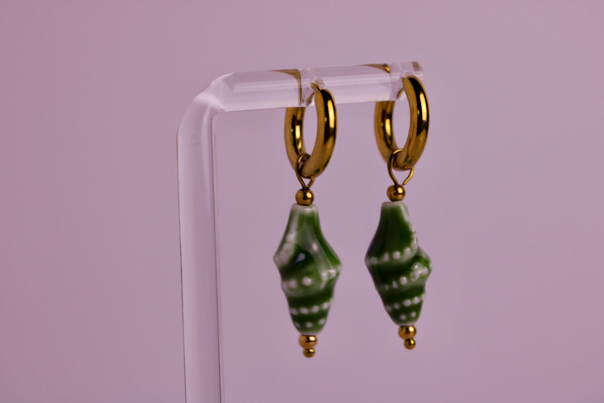 Ceramic Seashell Hoops in Various Colors