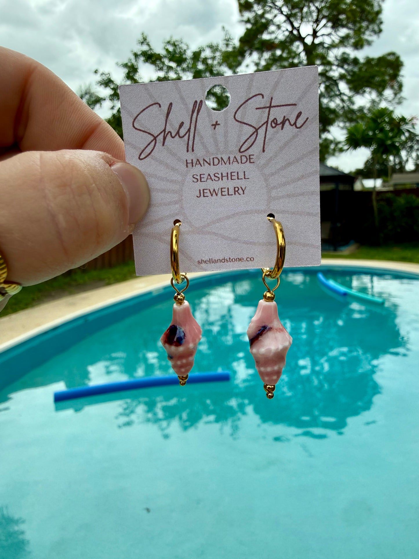 Ceramic Seashell Hoops