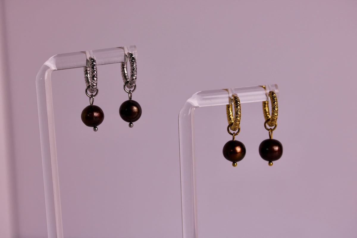 Cocoa Pearl Hoops
