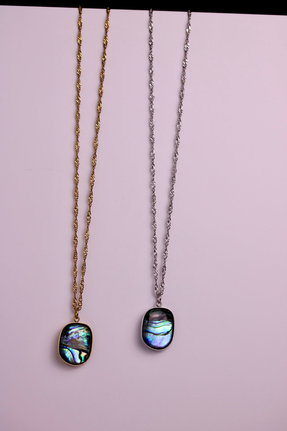 Abalone Necklace in Silver + Gold