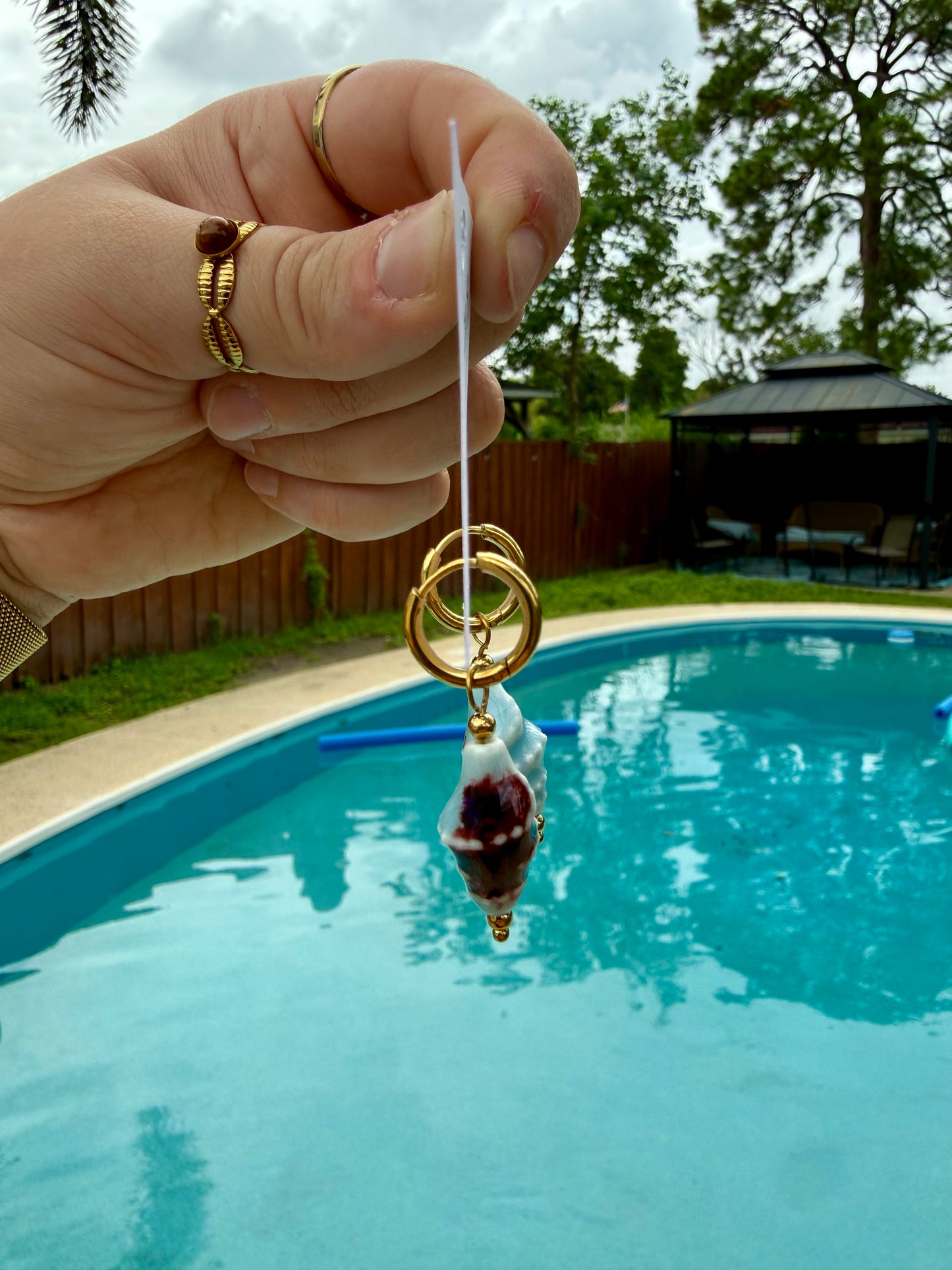 Ceramic Seashell Hoops