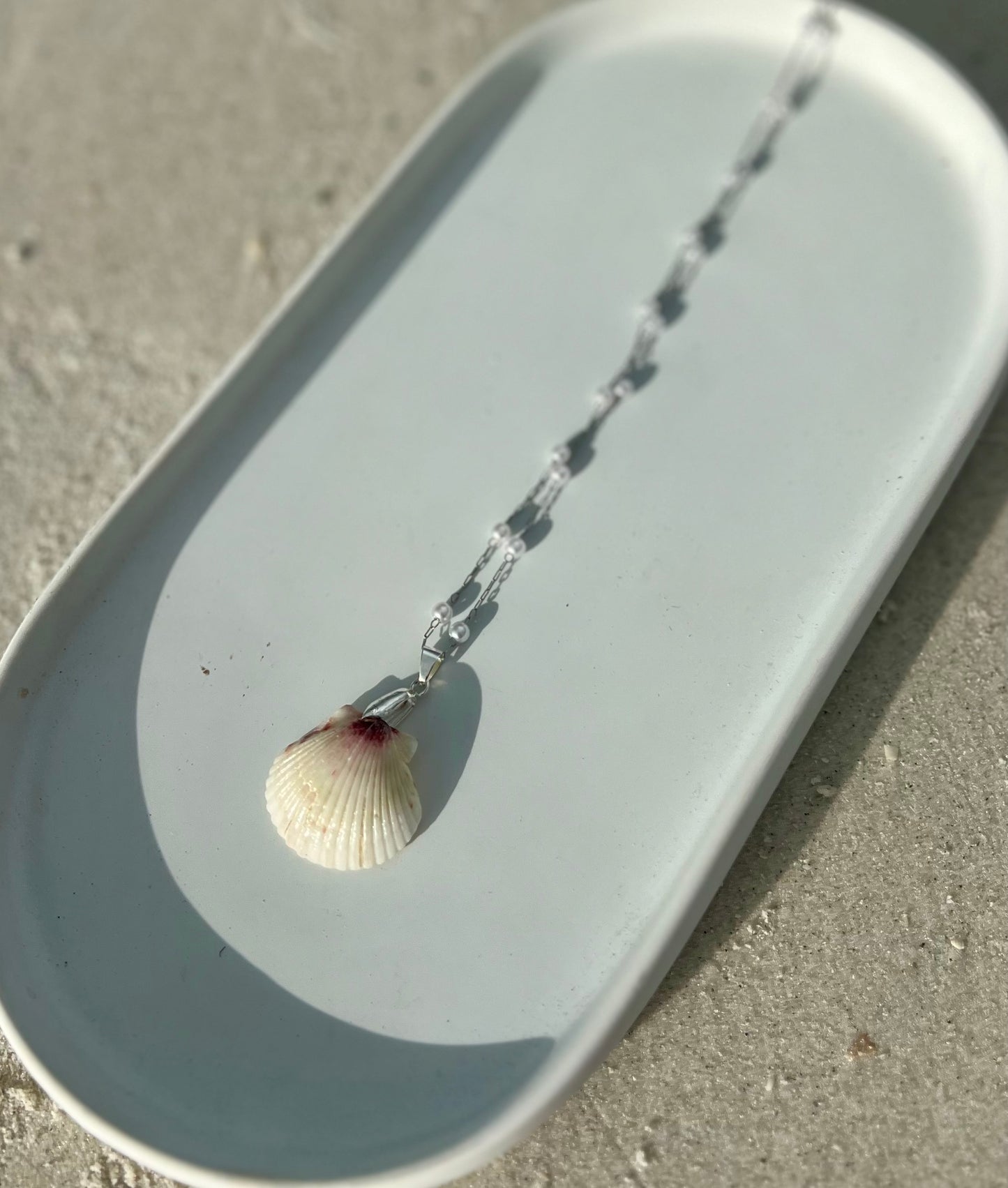 Silver Palms + Pearls Shell Necklace