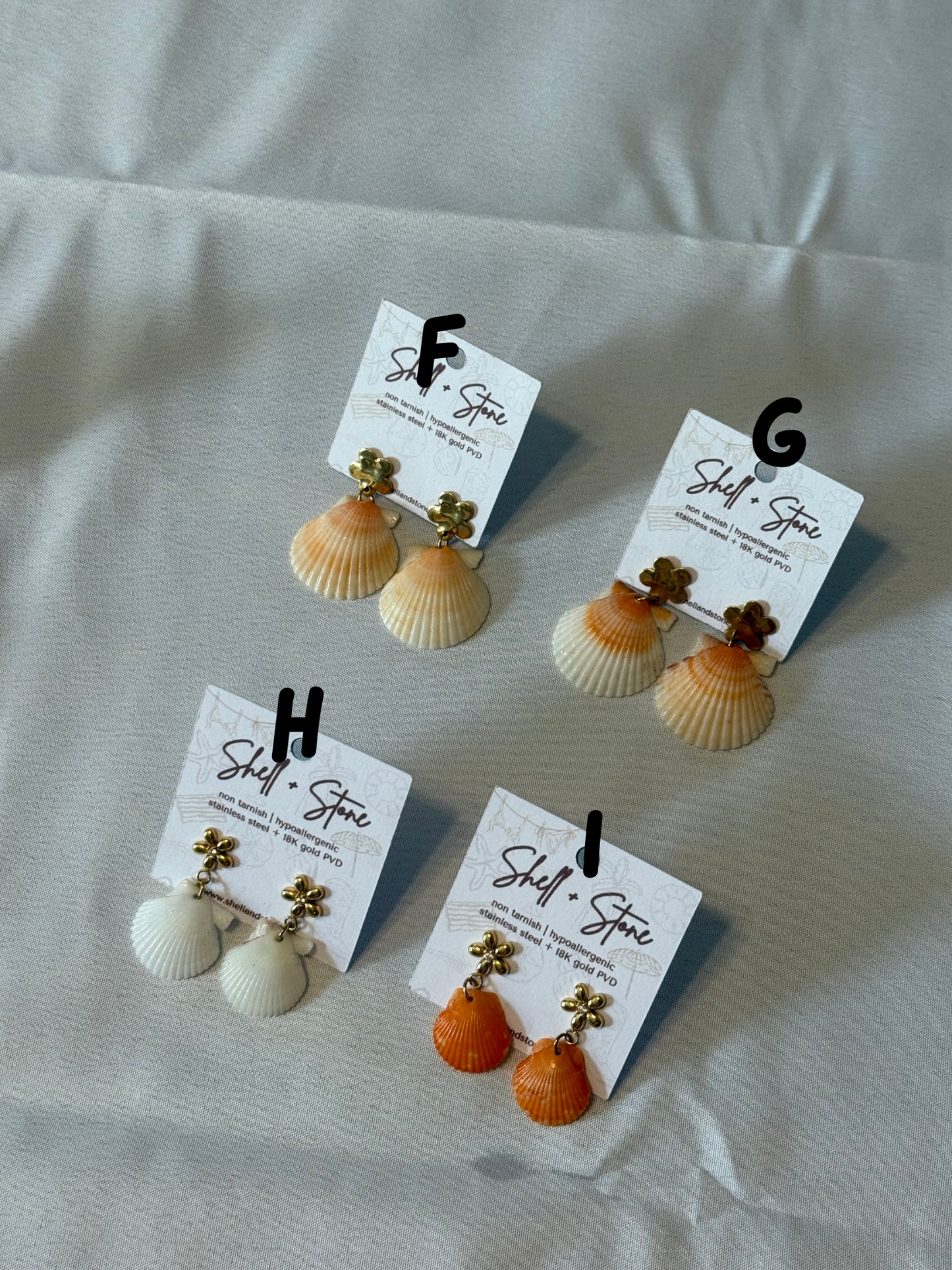 Various Seashell Earrings - Gold Studs