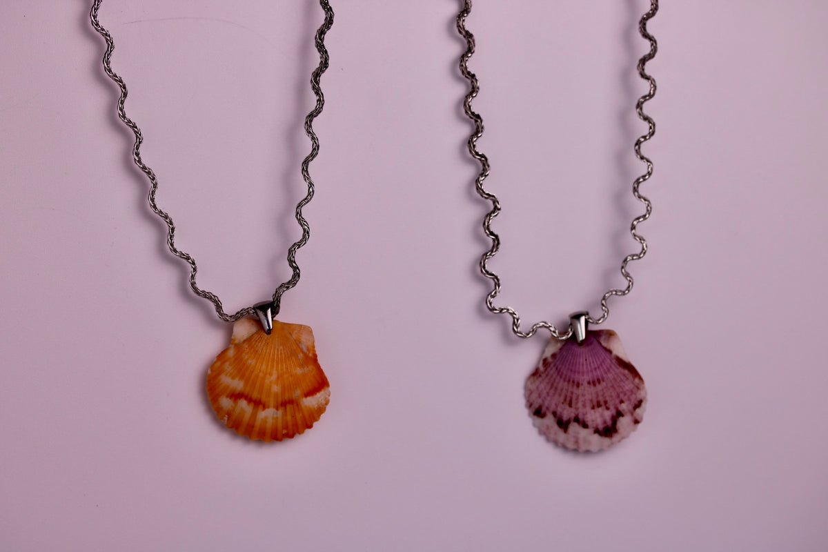 Silver Squiggle Scallop Necklaces
