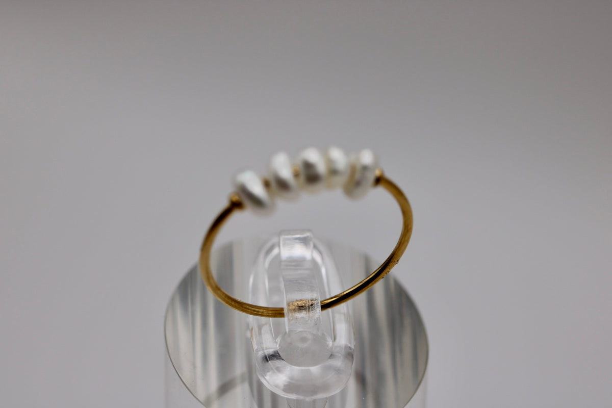 Pearl Cluster Ring in Silver + Gold