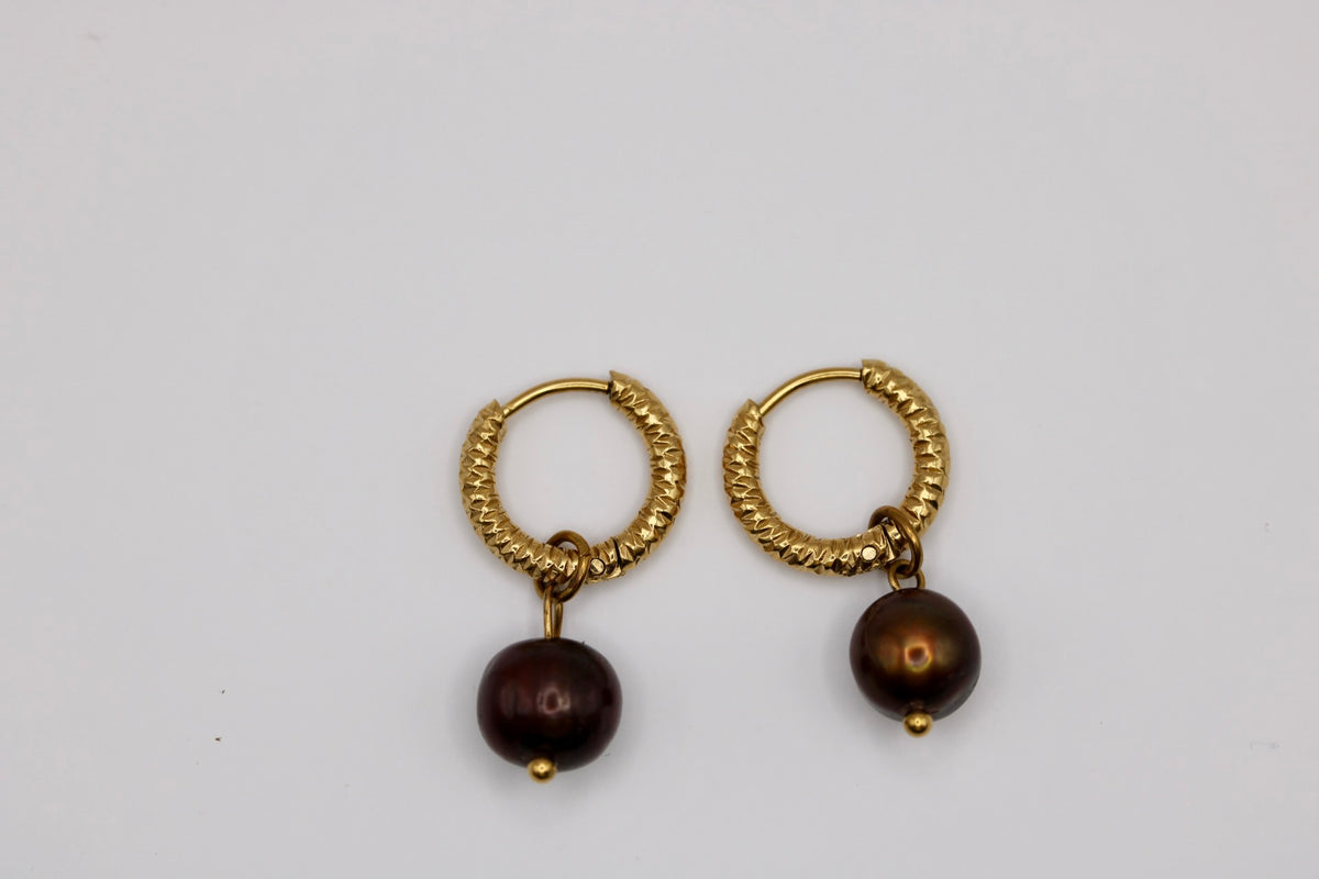 Cocoa Pearl Hoops