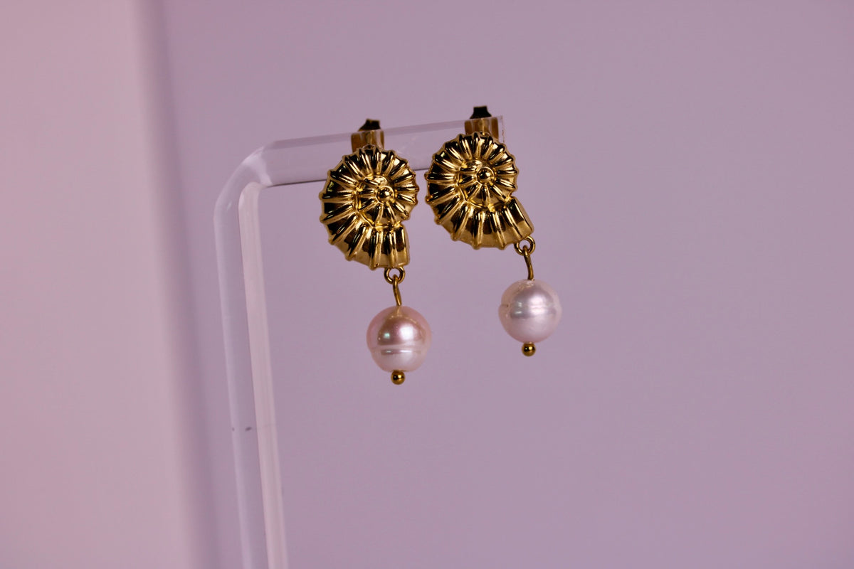 Conch + Pearl Studs