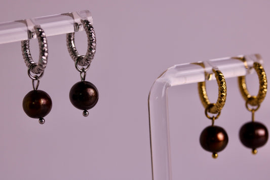 Cocoa Pearl Hoops
