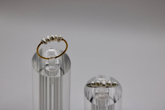 Pearl Cluster Ring in Silver + Gold