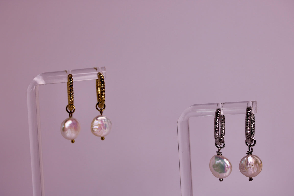 Carrie's Pearl Hoops