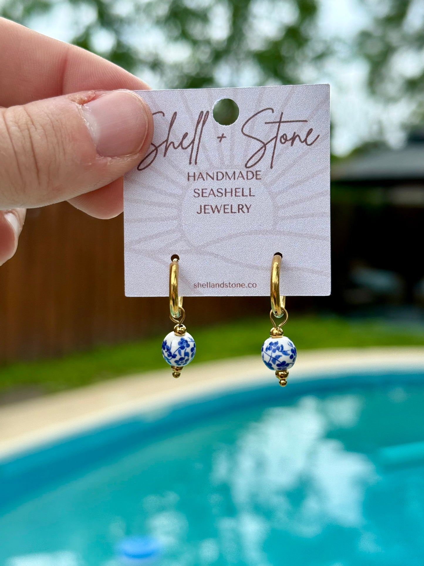 Seaside Porcelain Hoops