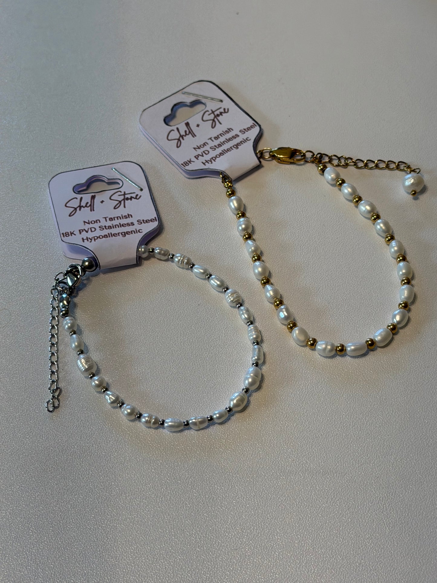 Pearlline Glow Bracelet in Silver + Gold