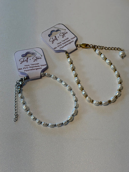 Pearlline Glow Bracelet in Silver + Gold