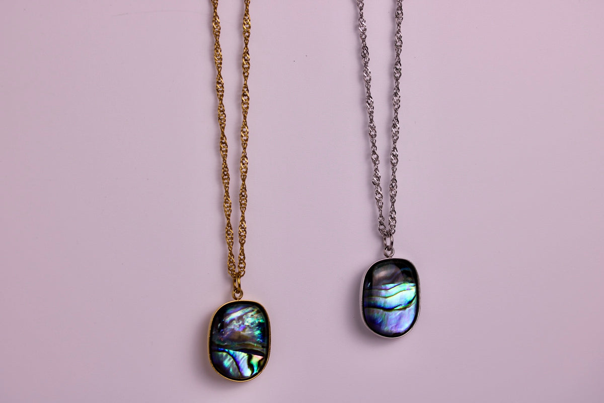 Abalone Necklace in Silver + Gold