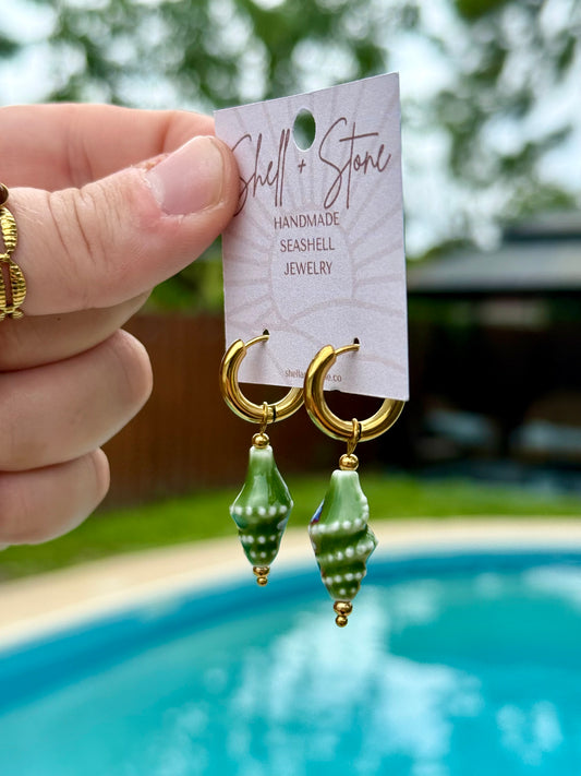 Ceramic Seashell Hoops