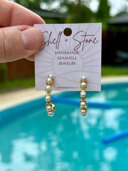 Marina Pearl Hoop Studs