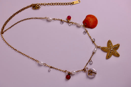 Sunset Souvenir Seashell Charm Necklace