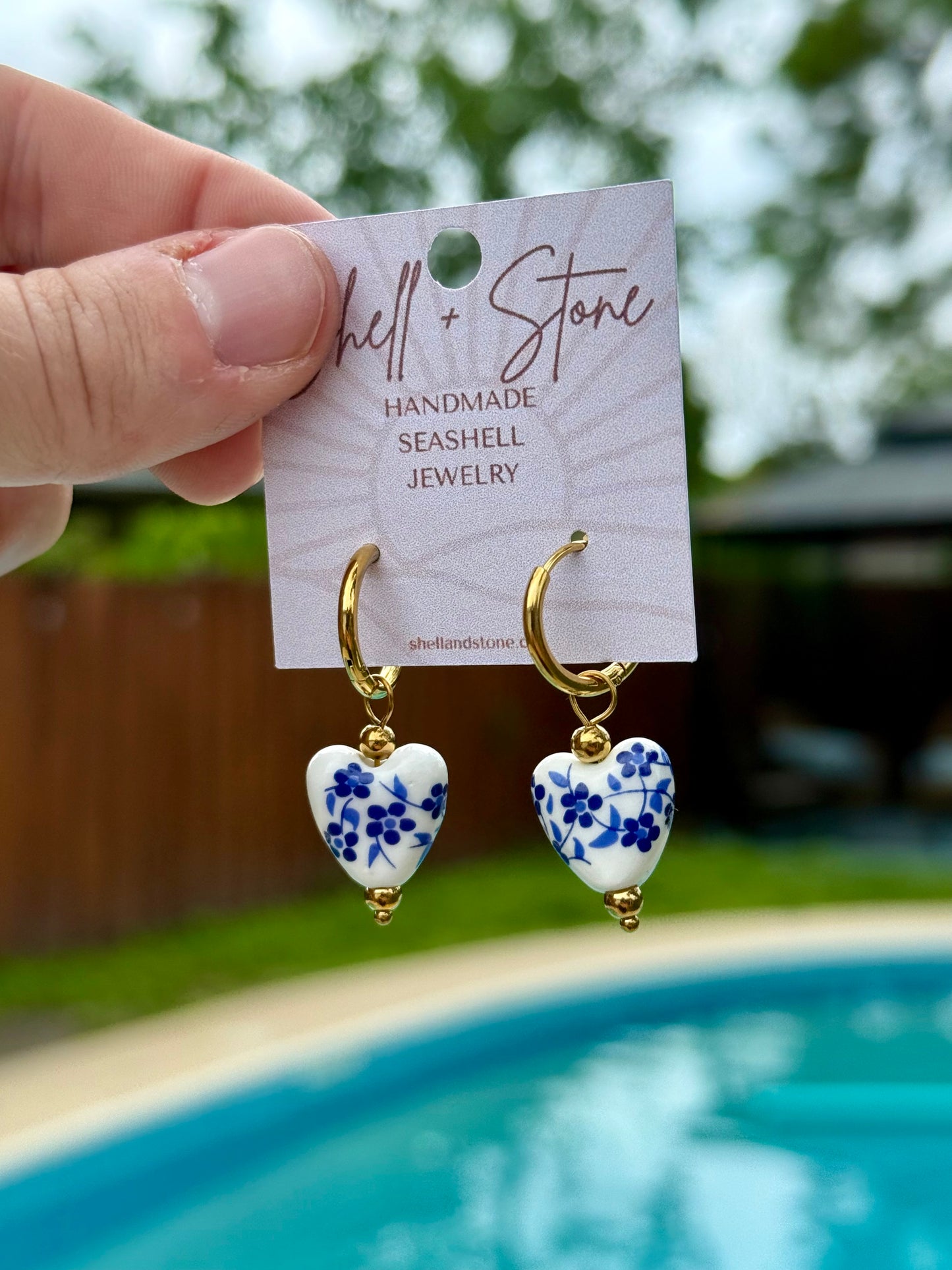 Seaside Porcelain Hoops