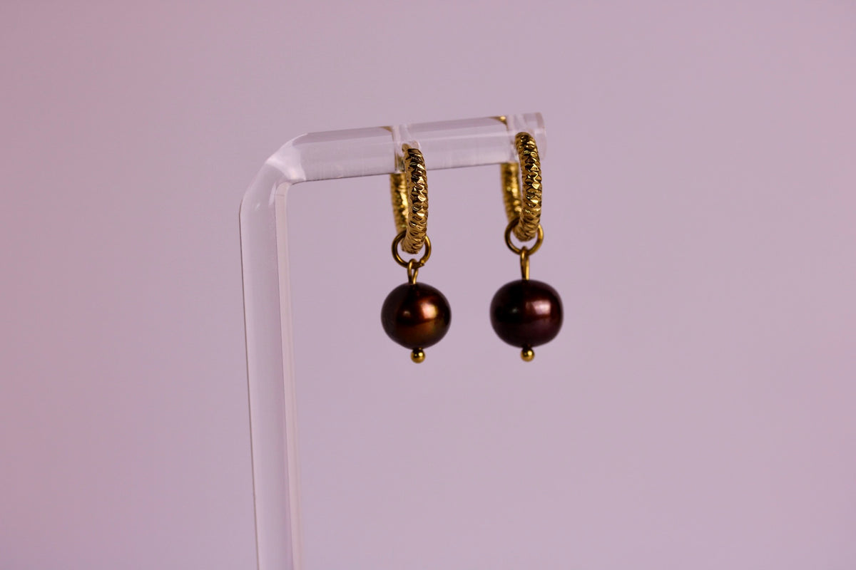 Cocoa Pearl Hoops