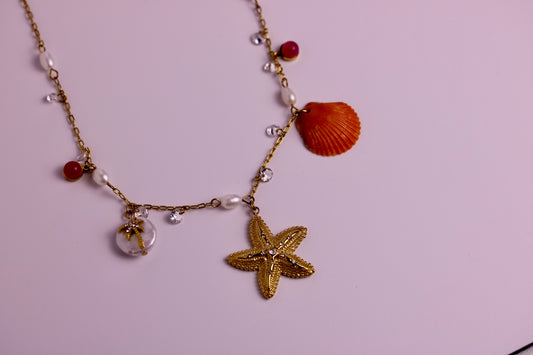 Sunset Souvenir Seashell Charm Necklace