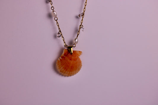Pearl Kissed Scallop Necklace