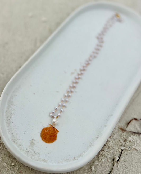 Palms + Pearls Shell Necklace