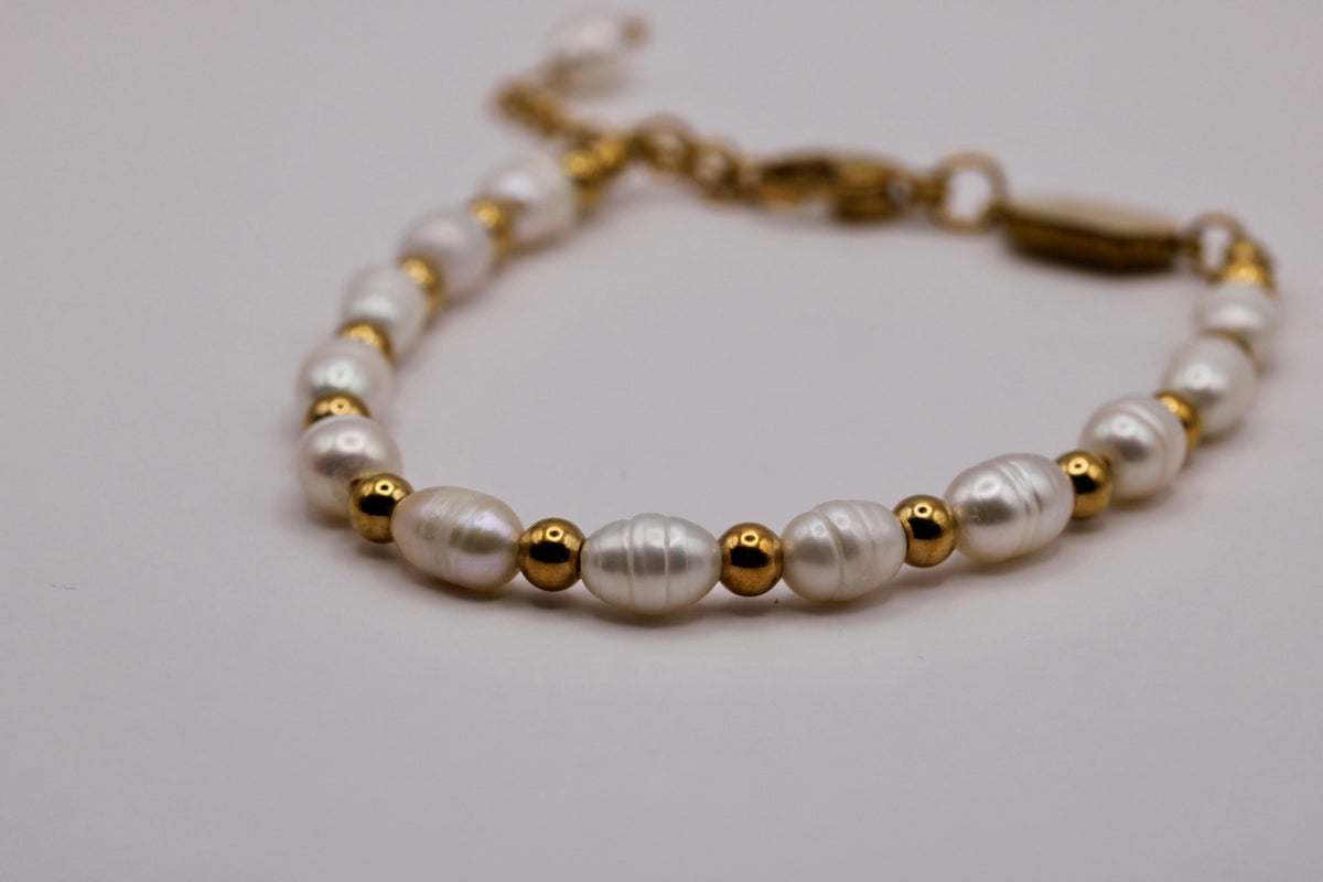 Pearlline Glow Bracelet in Silver + Gold