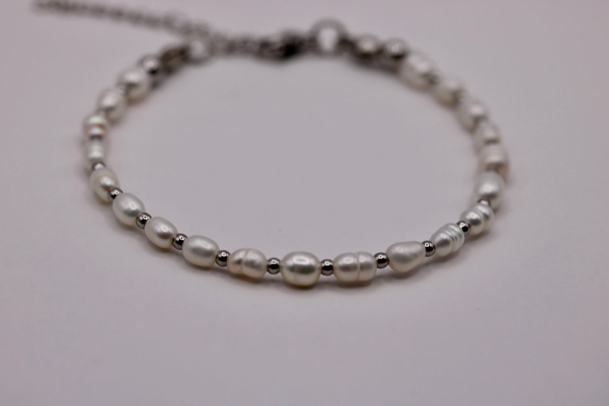 Pearlline Glow Bracelet in Silver + Gold