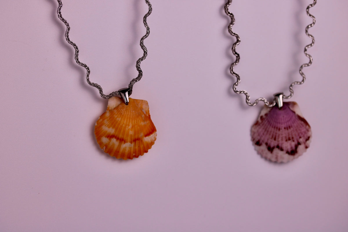 Silver Squiggle Scallop Necklaces