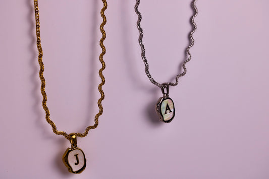 The Seaside Initial Necklace - Ripple Chain Edition