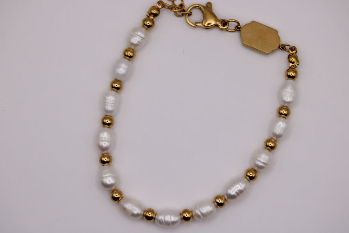 Pearlline Glow Bracelet in Silver + Gold