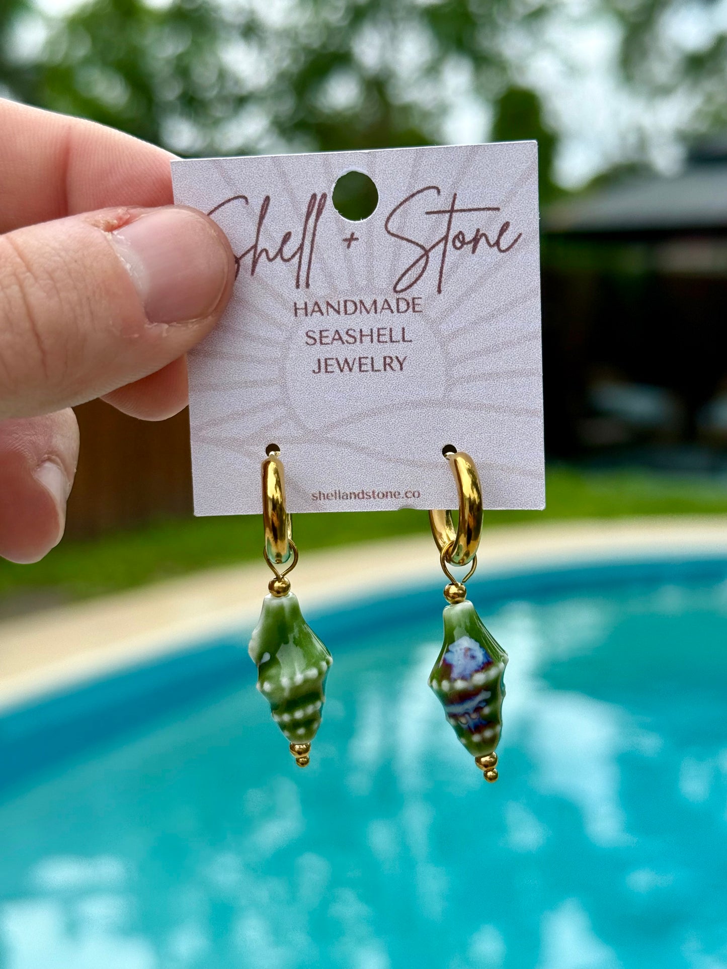 Ceramic Seashell Hoops