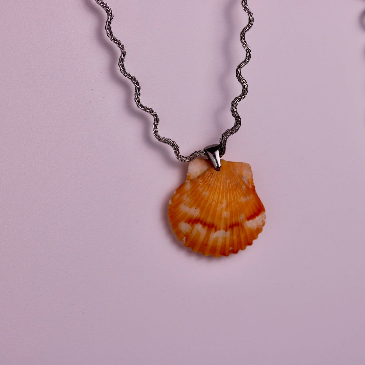 Silver Squiggle Scallop Necklaces