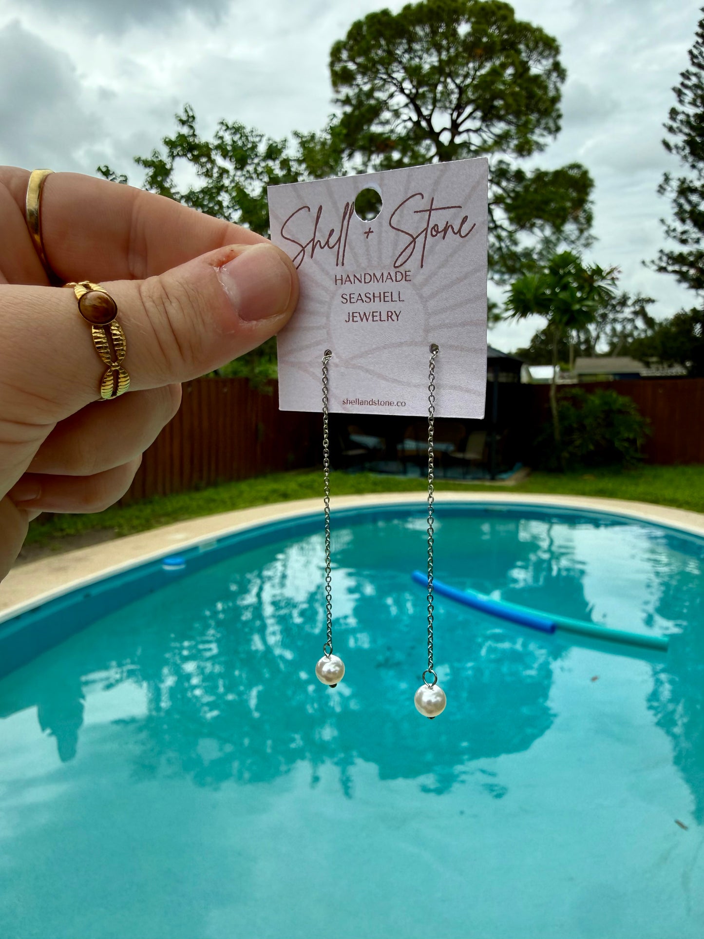 Sunset Pearl Drop Studs