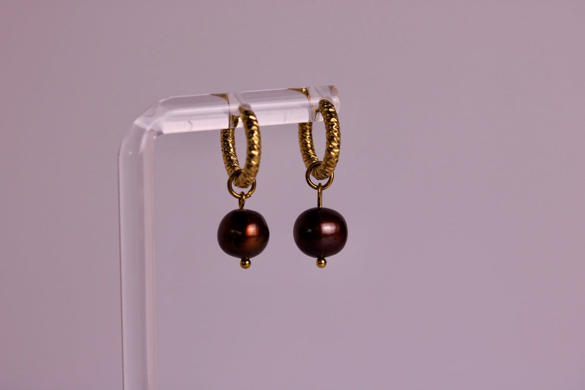 Cocoa Pearl Hoops