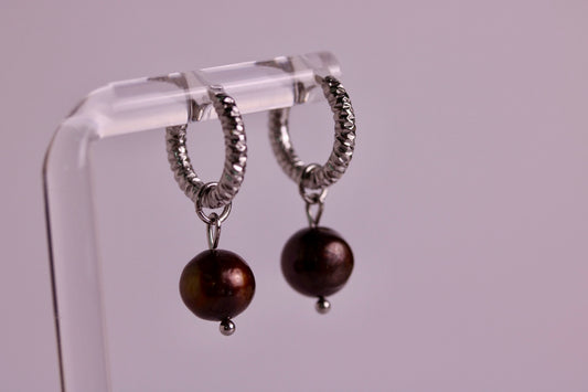 Cocoa Pearl Hoops